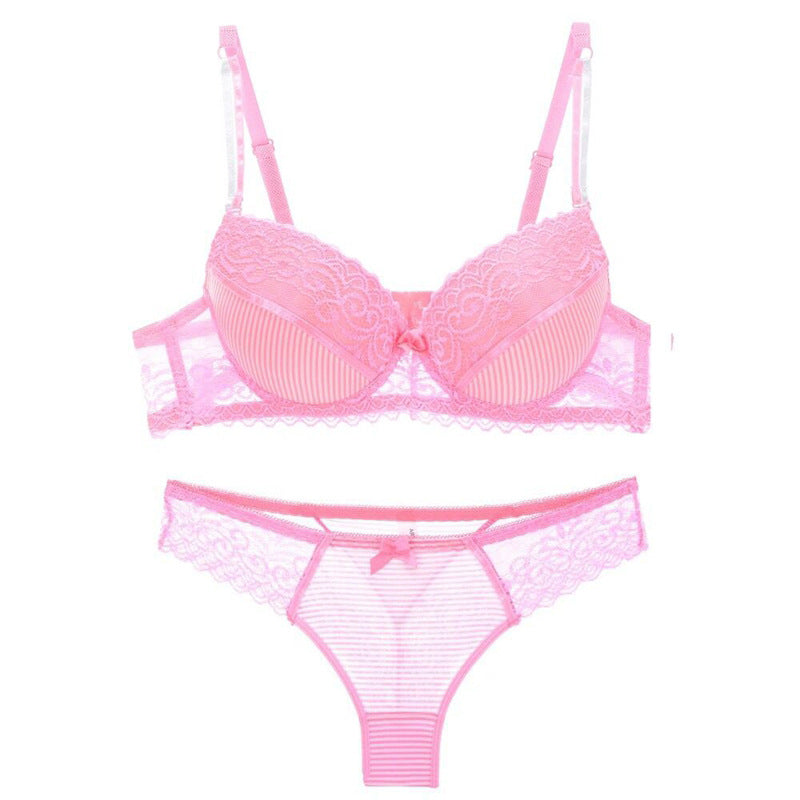 Prism Wellness Lace Striped Lingerie Set with Bra and Panties