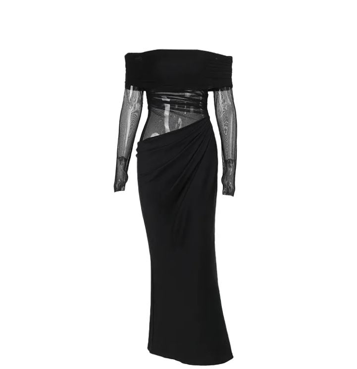 Chic Off-Shoulder Mesh Women's Dress