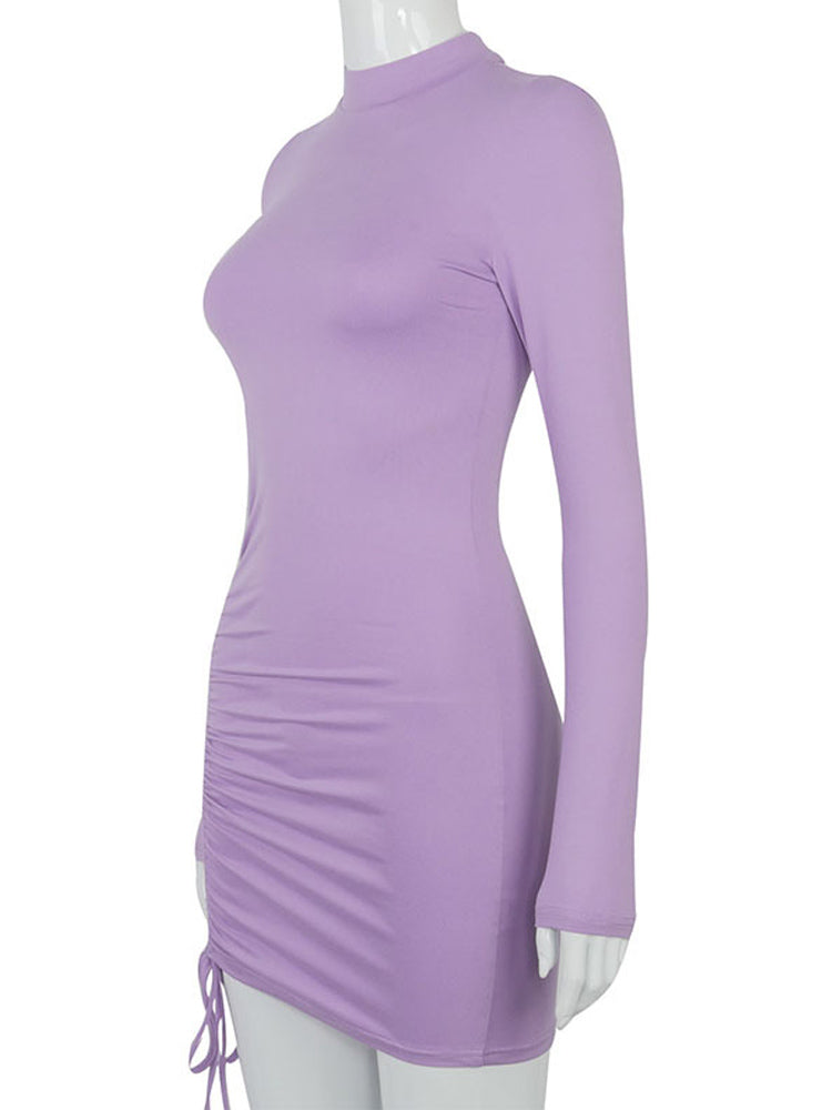Prism Wellness Black Turtleneck Mini Dress for Women