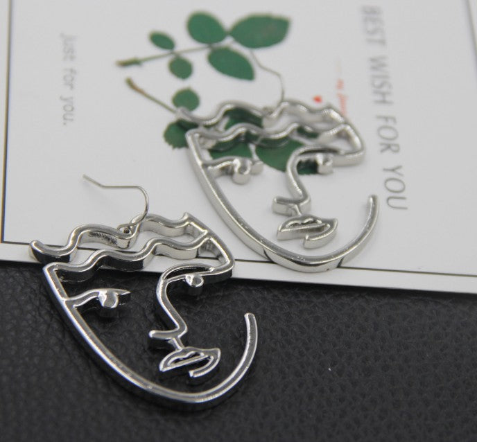 Fashionable Abstract Face Mask Double-Sided Earrings