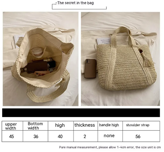 Chic Mahogany Straw Shoulder Bag