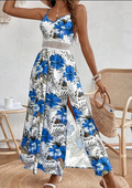 Prism Wellness Womens Spring Summer Chic Maxi Dress - Adjustable Spaghetti Straps, Floral Print, Elegant High Slit - Versatile Day-to-Night Wear
