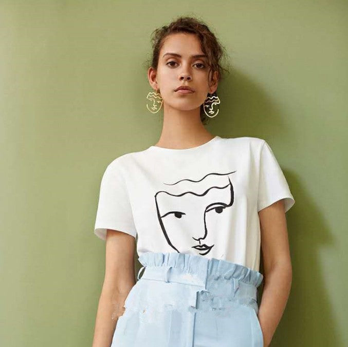 Fashionable Abstract Face Mask Double-Sided Earrings