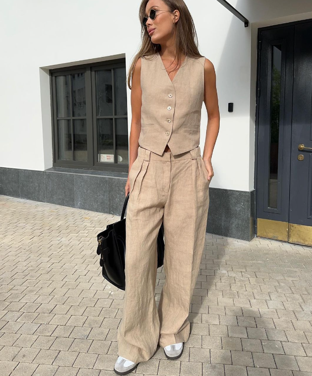 Prism Wellness Tailored Linen Set with Sleeveless Vest (One Set)
