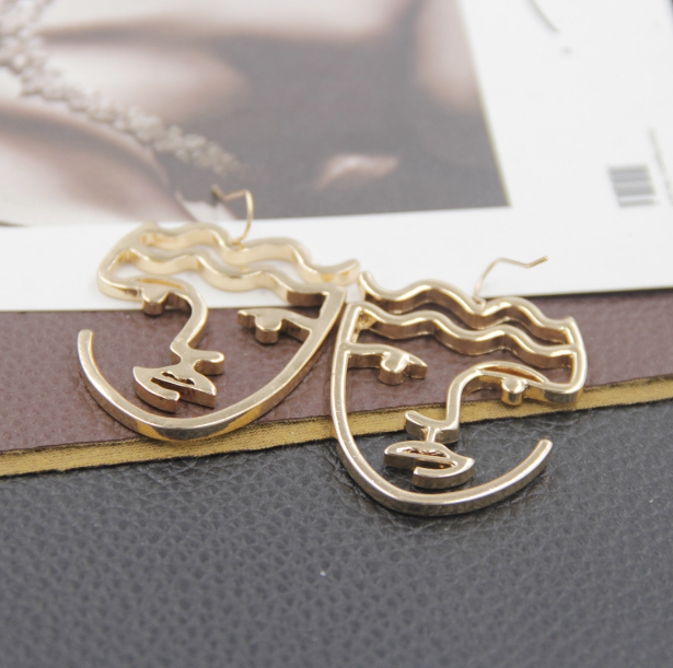 Fashionable Abstract Face Mask Double-Sided Earrings