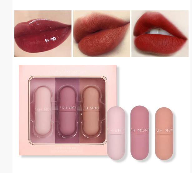 Prism Wellness 3-Piece Matte Lip Gloss Set - Non-Stick to Cup