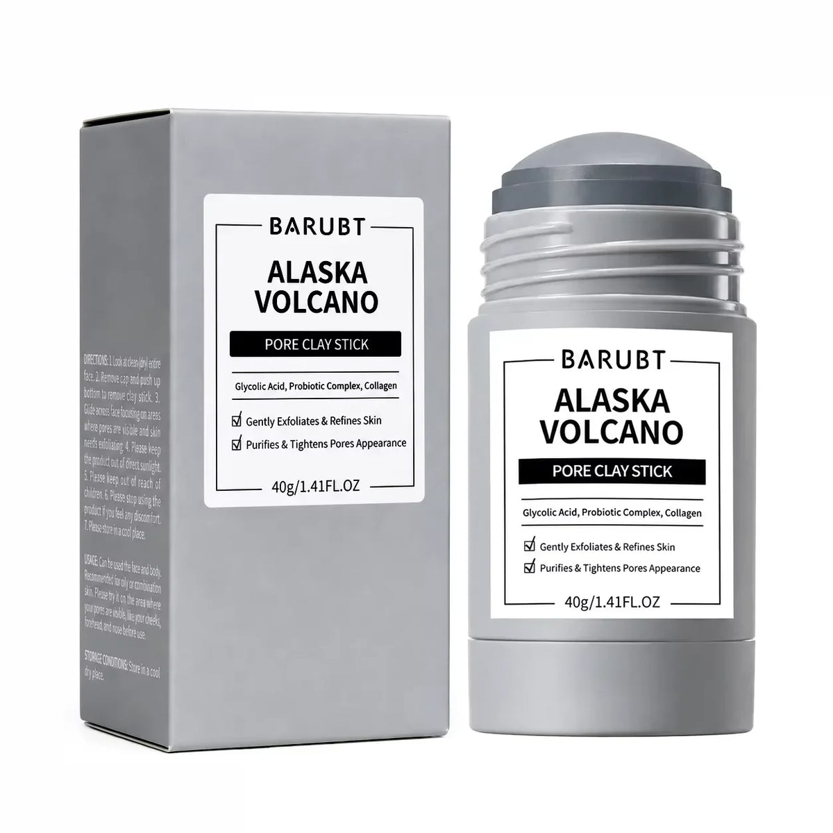 Alaska Volcano Pore Clay Stick Oil Control Deep Pore Cleanser Blackhead Remover Mask Stick Exfoliating Purifying Facial Mud Mask For Oily Skin