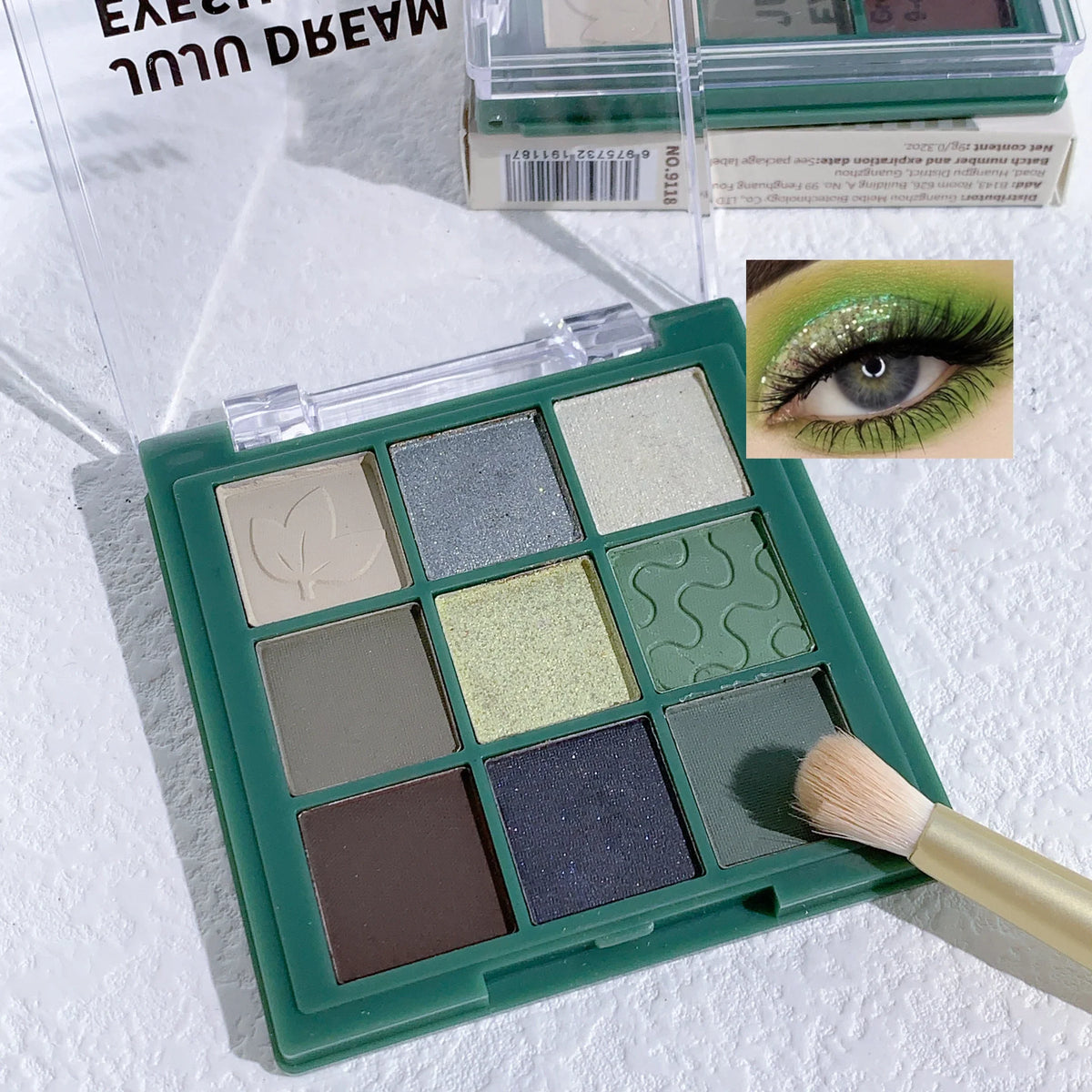 JUJU DREAM Green Brown Phantom Nine Colors Eyeshadow Palette Retro French Sense Green Olive Green Small Smoky