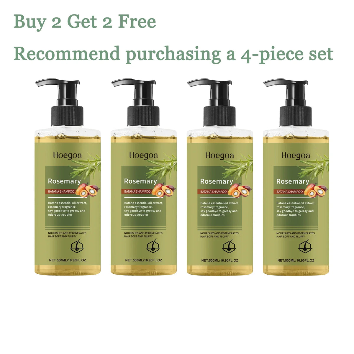 500ML Rosemary Hair Shampoo Gentle Cleaning Scalp Enhance Smoothness Strengthen Hair Root Anti-frizzing Volumizing Refreshing Natural Hair Shampoo