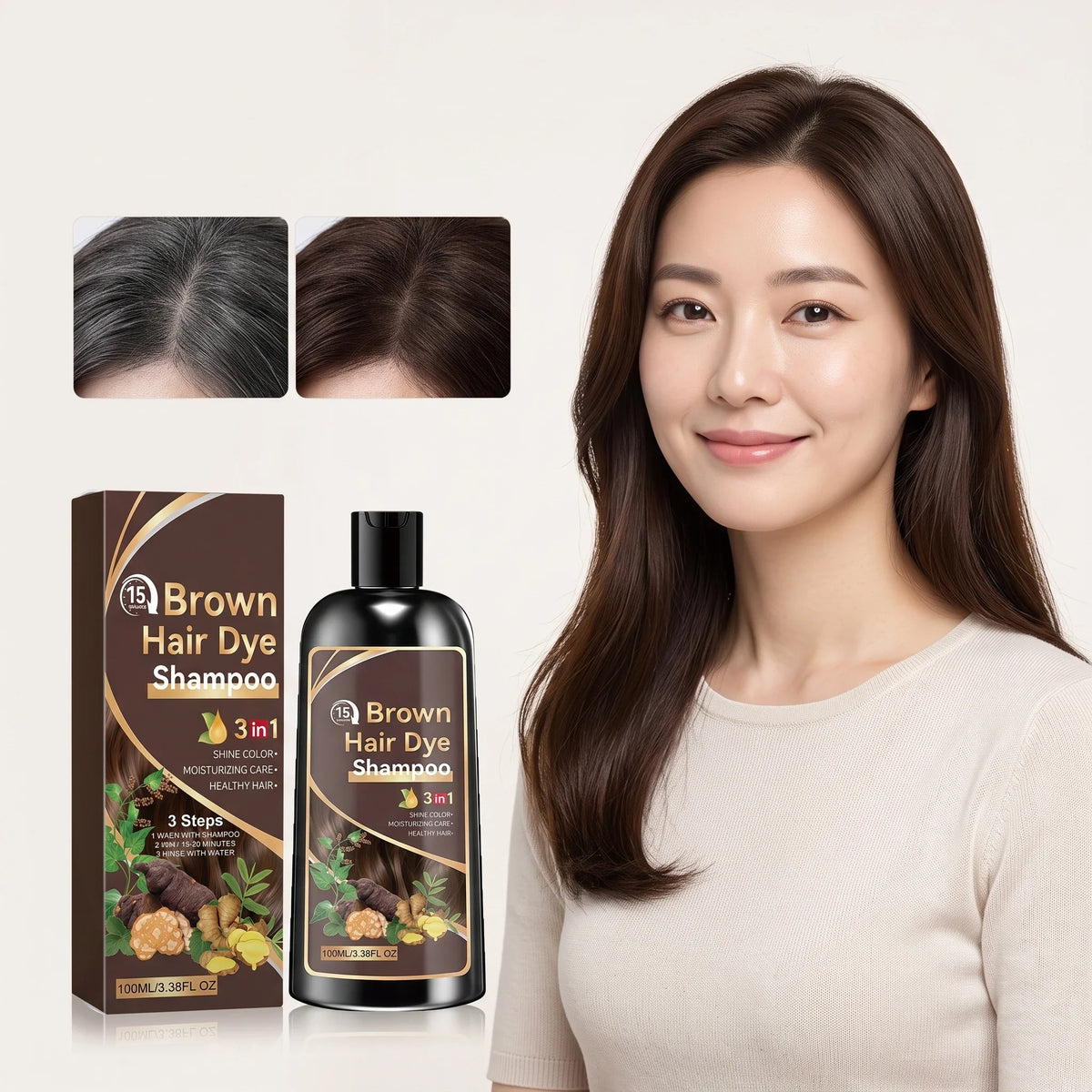 100ML Herbal Brown Hair Dyeing Shampoo Nourishing Scalp Repairing Damaged Hair Moisturizing Enhance Gloss Easy To Rinse Volumizing Smoothing Hair Dye Shampoo