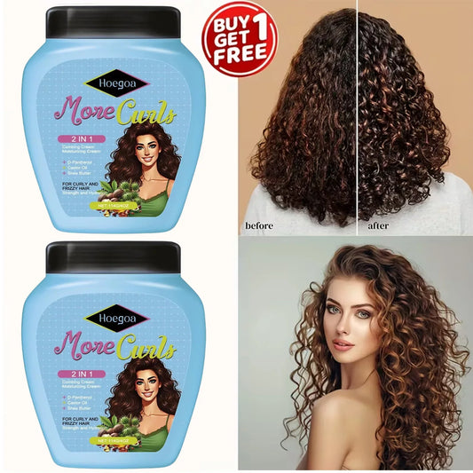 Hogoa Leave In Conditioner Hair Shine Smooth Frizz Control Fast Absorbing Vitamin B5 Castor Oil Shea Butter Moisturizing Formula 2 Pack