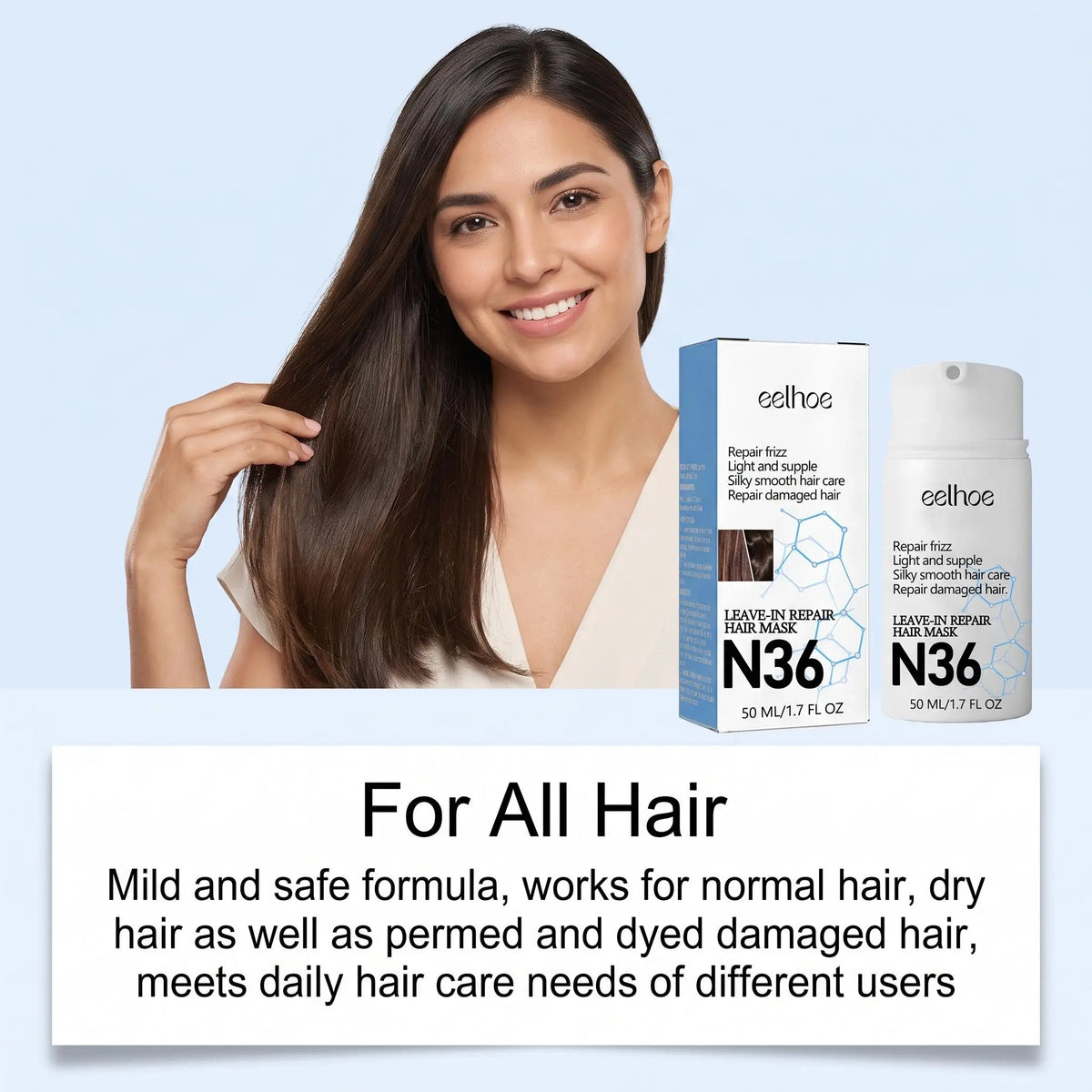 Eelhoe Leave in Hair Mask 2 Pack Deep Nourishing Moisturizing Smooth Frizz Control Shine Enhancing Conditioner for Dry Damaged Hair Care
