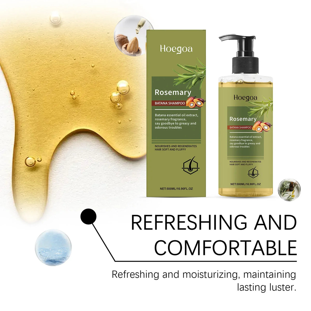 500ML Rosemary Hair Shampoo Gentle Cleaning Scalp Enhance Smoothness Strengthen Hair Root Anti-frizzing Volumizing Refreshing Natural Hair Shampoo