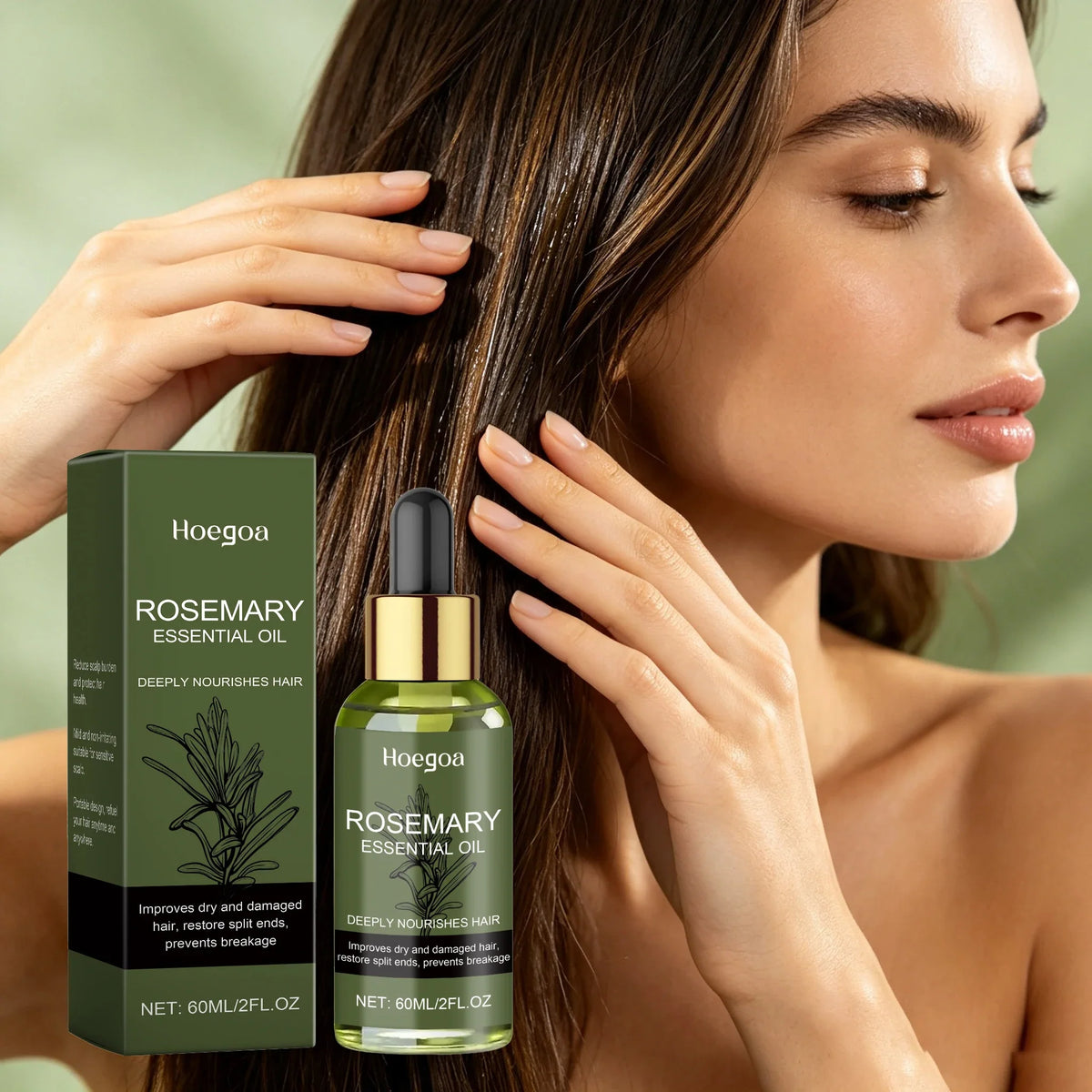 60ML Rosemary Essence Oil Moisturizing Nourishing Scalp Enhance Smoothness Repairing Damaged Hair Restore Spilt Ends Strengthen Barrier Volumizing Hair Care Oil