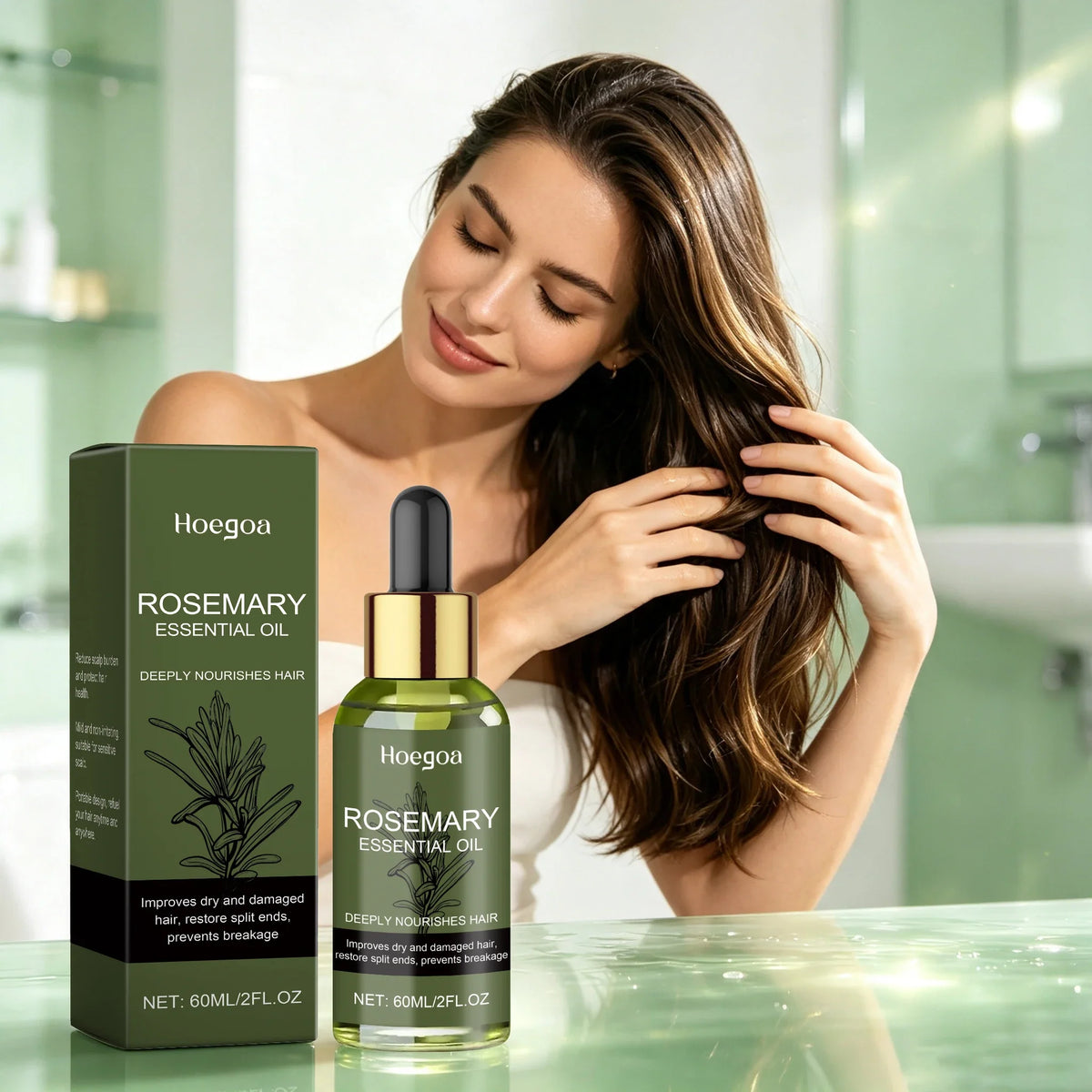 60ML Rosemary Essence Oil Moisturizing Nourishing Scalp Enhance Smoothness Repairing Damaged Hair Restore Spilt Ends Strengthen Barrier Volumizing Hair Care Oil