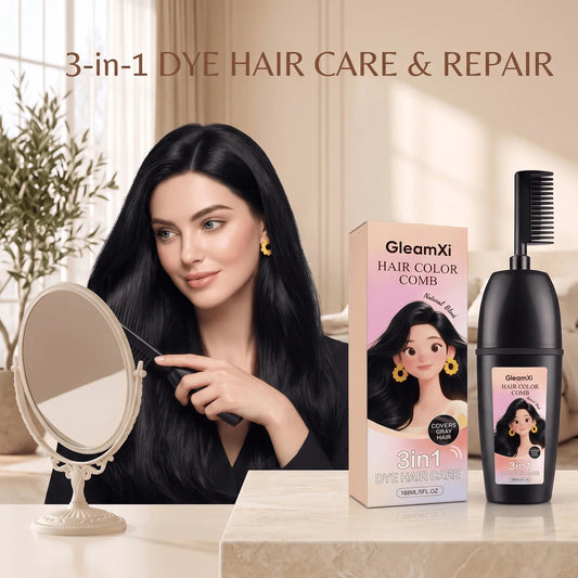 Herbal Hair Dye Comb 3-in-1 Quick Natural Plant Extract Deep Nourish Repair Roots Boost Vitality Long Lasting Mild Formula Gray Coverage Natural Hair Color Comb
