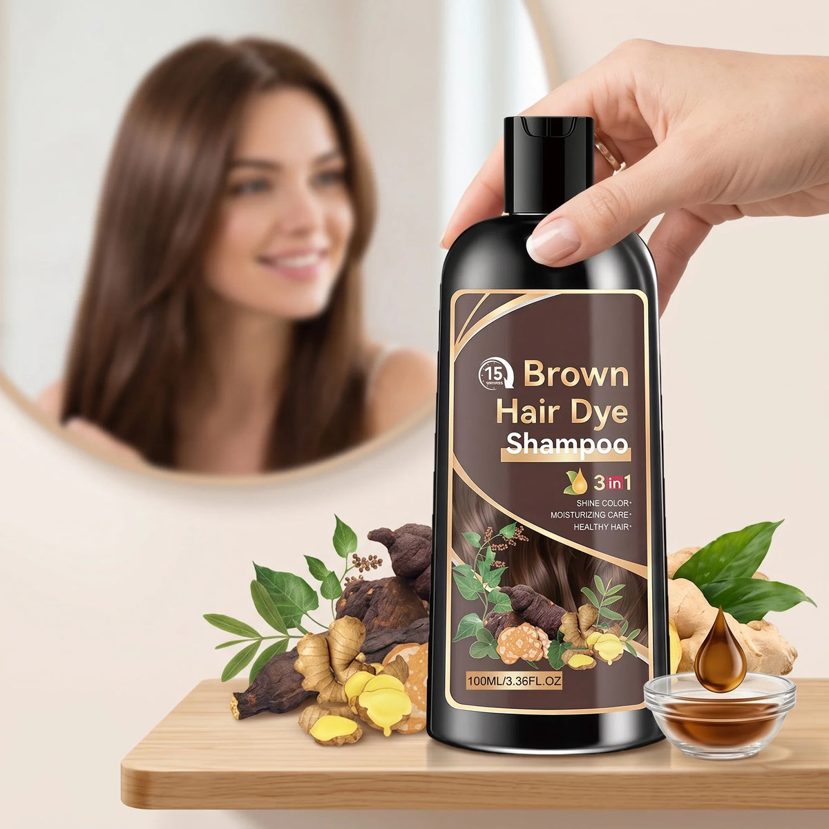 100ML Herbal Brown Hair Dyeing Shampoo Nourishing Scalp Repairing Damaged Hair Moisturizing Enhance Gloss Easy To Rinse Volumizing Smoothing Hair Dye Shampoo