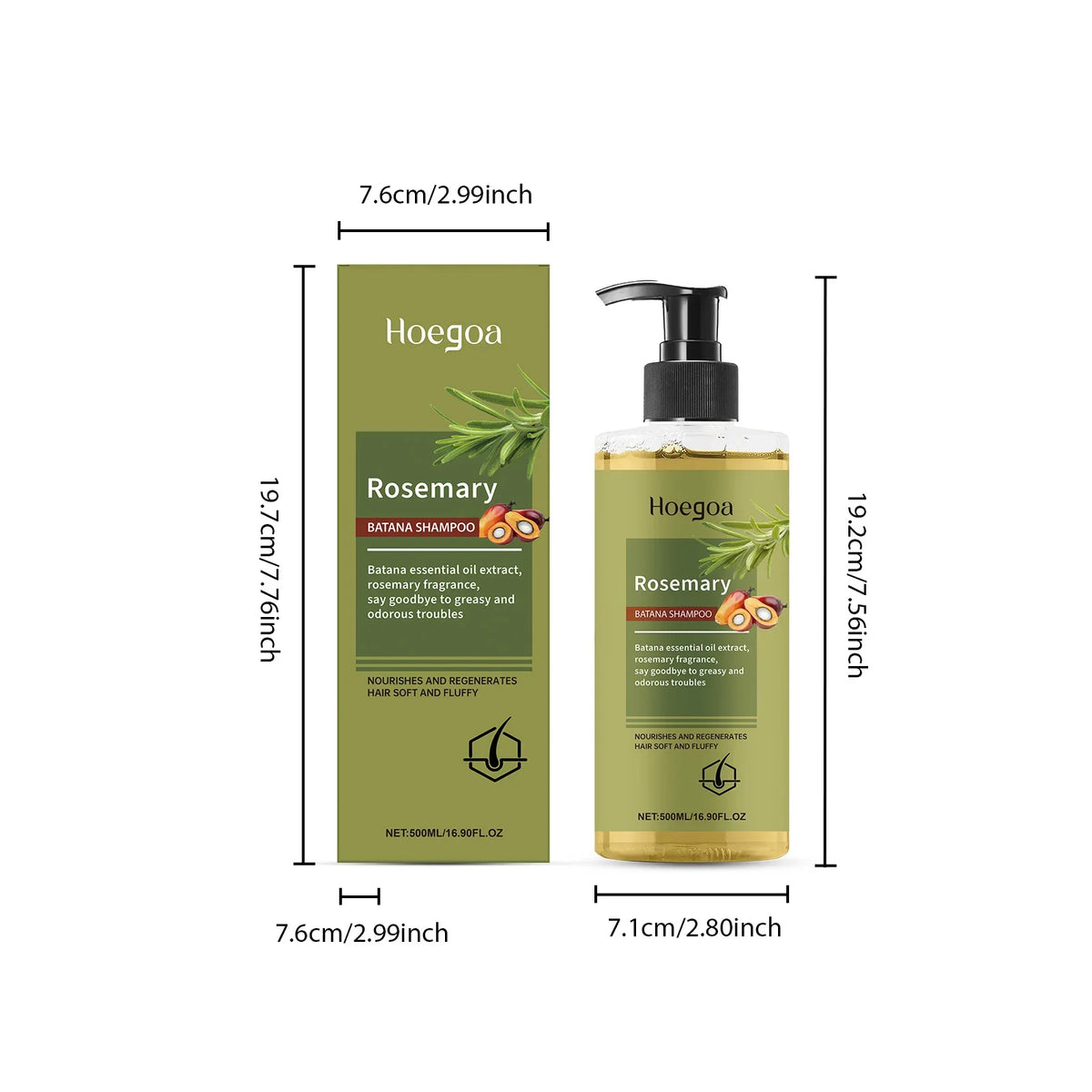 500ML Rosemary Hair Shampoo Gentle Cleaning Scalp Enhance Smoothness Strengthen Hair Root Anti-frizzing Volumizing Refreshing Natural Hair Shampoo