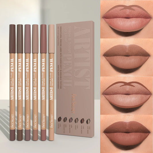 6pcs Nude Lip Liner Set Creamy Pencils - Waterproof, Matte Finish, Long-Lasting & Smudge-Proof, Easy to Apply for All Skin Types