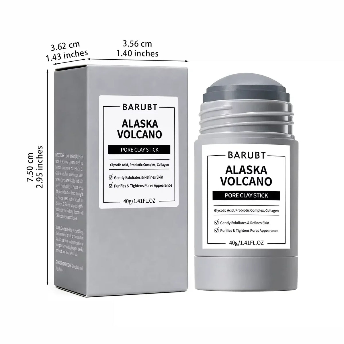 Alaska Volcano Pore Clay Stick Oil Control Deep Pore Cleanser Blackhead Remover Mask Stick Exfoliating Purifying Facial Mud Mask For Oily Skin