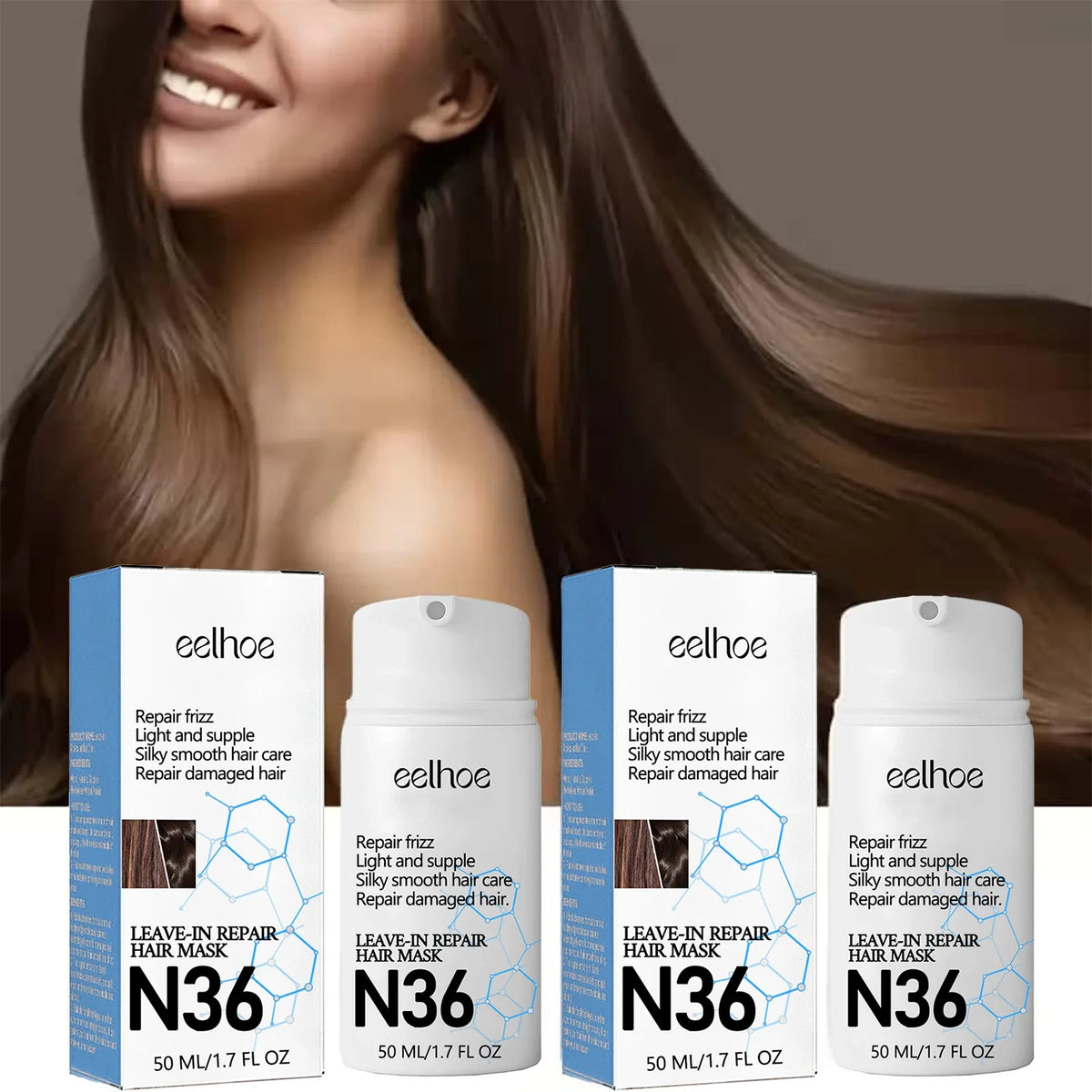 Eelhoe Leave in Hair Mask 2 Pack Deep Nourishing Moisturizing Smooth Frizz Control Shine Enhancing Conditioner for Dry Damaged Hair Care