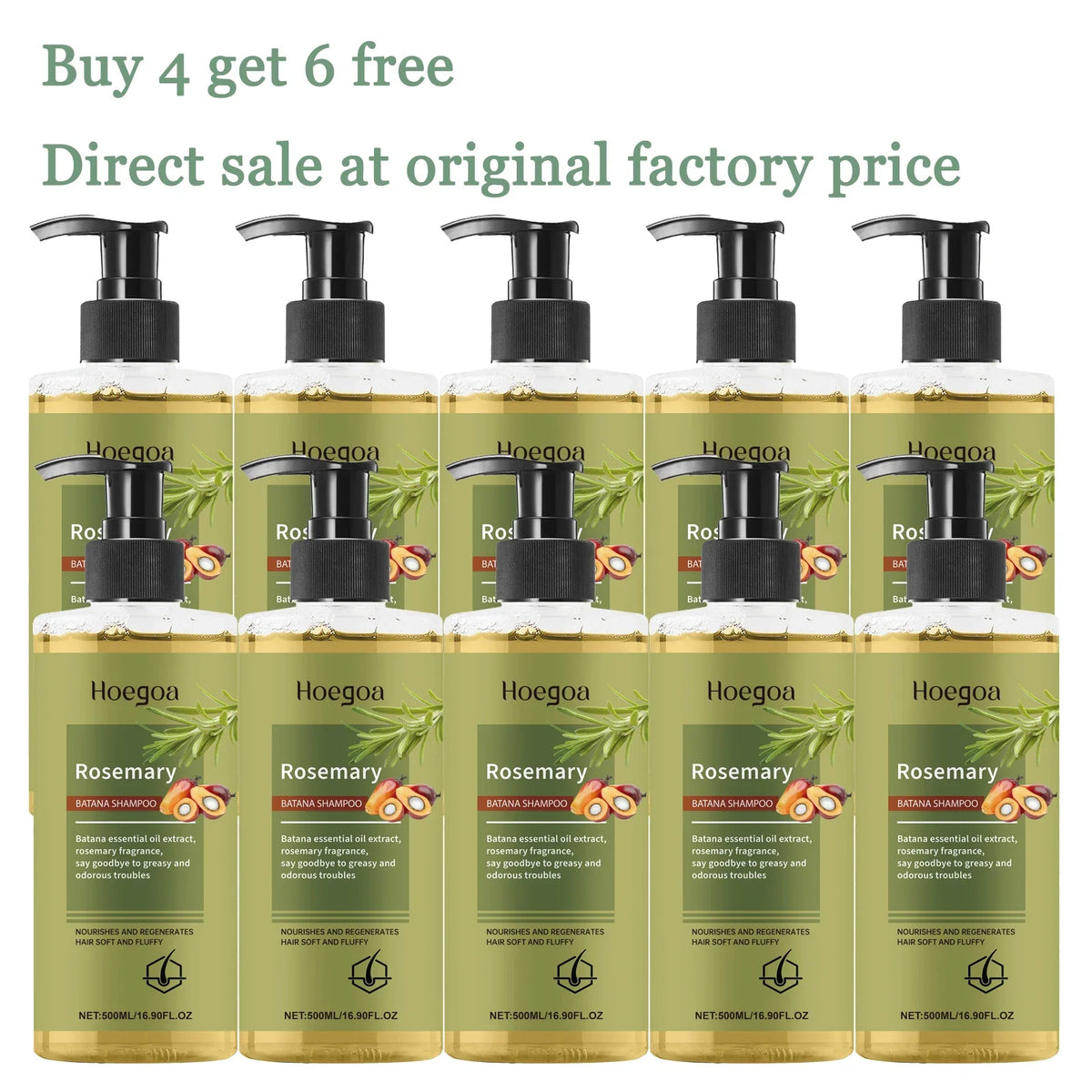 500ML Rosemary Hair Shampoo Gentle Cleaning Scalp Enhance Smoothness Strengthen Hair Root Anti-frizzing Volumizing Refreshing Natural Hair Shampoo