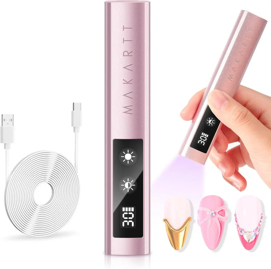 Handheld UV Nail Lamp with Painless Mode: Portable Flash Cure Lamp for Fast Curing Gel Polish Nails Tips & Glue Nail Art Light