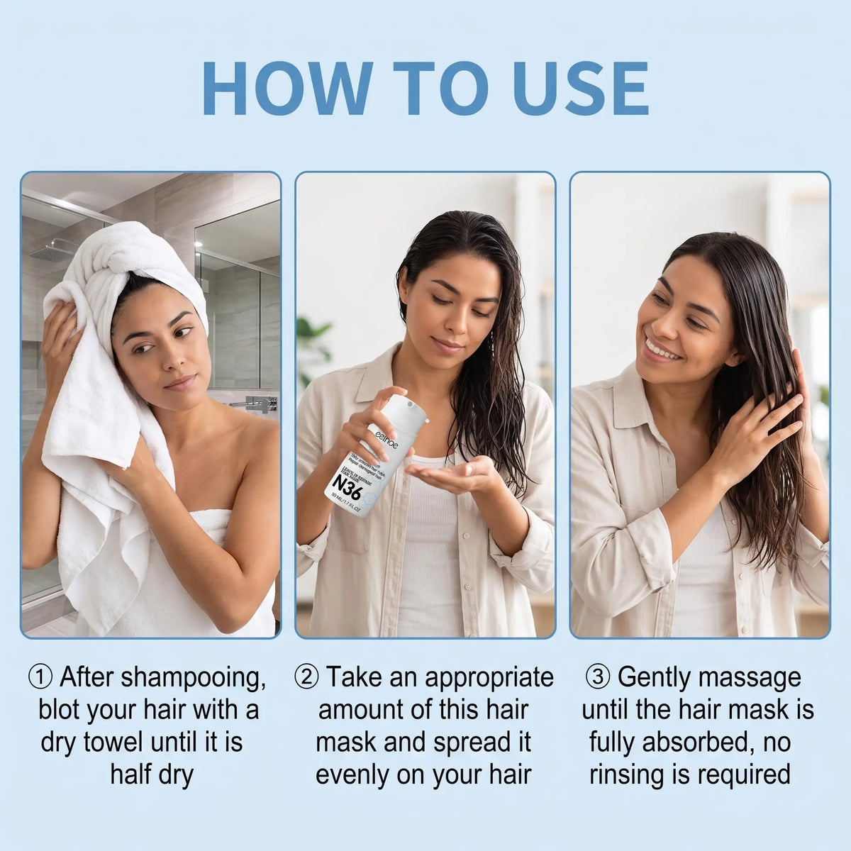 Eelhoe Leave in Hair Mask 2 Pack Deep Nourishing Moisturizing Smooth Frizz Control Shine Enhancing Conditioner for Dry Damaged Hair Care