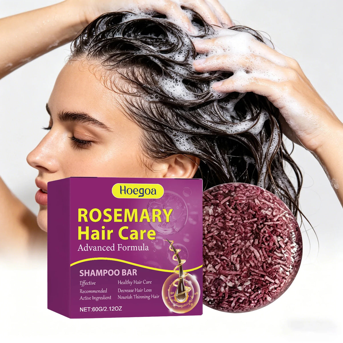 60g Rosemary Hair Washing Soap Bar Herbal Cleaning Scalp Nourishing Hair Root Volumizing Enhance Smoothness Hair Care Soap