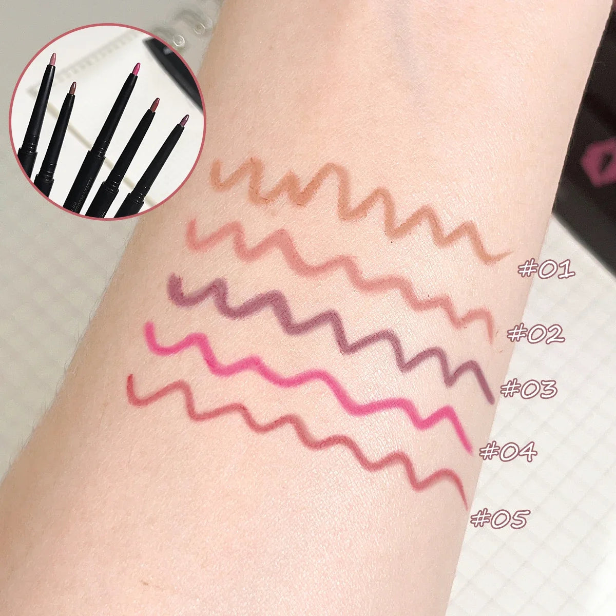 5 Colors Waterproof Matte Lipliner Pencil Red Contour Tint Lipstick Long Lasting Non-stick Cup Moisturising Lips Makeup