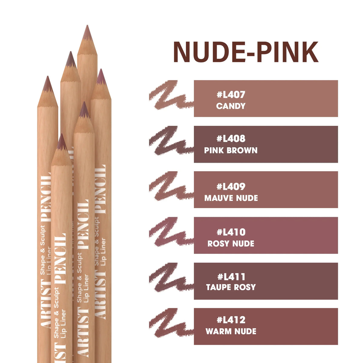 6pcs Nude Lip Liner Set Creamy Pencils - Waterproof, Matte Finish, Long-Lasting & Smudge-Proof, Easy to Apply for All Skin Types