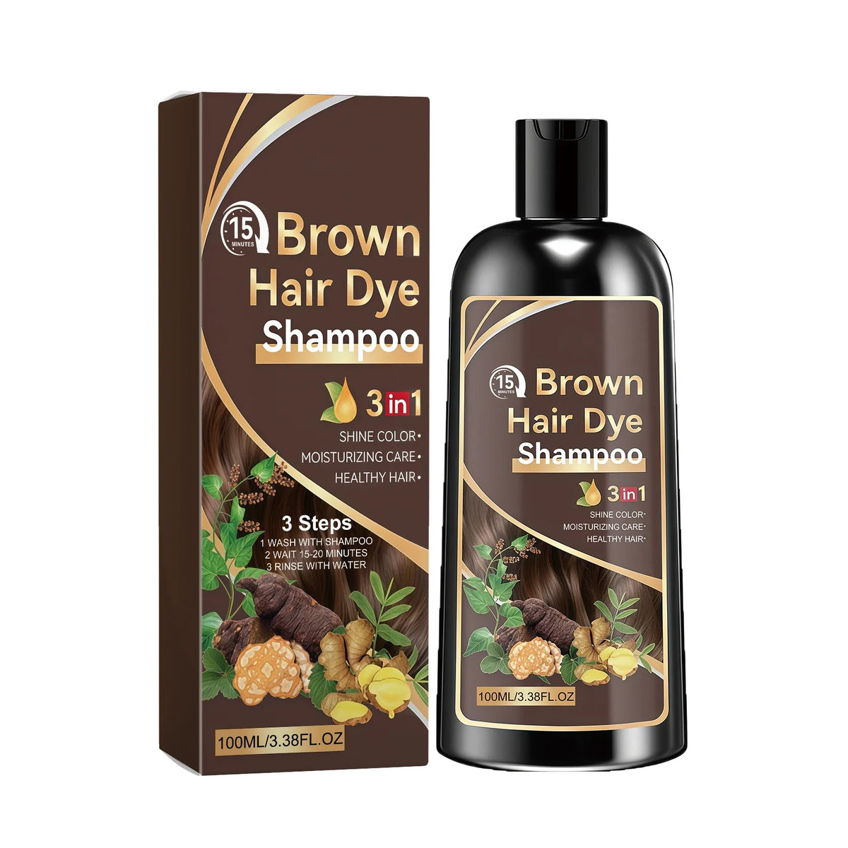 100ML Herbal Brown Hair Dyeing Shampoo Nourishing Scalp Repairing Damaged Hair Moisturizing Enhance Gloss Easy To Rinse Volumizing Smoothing Hair Dye Shampoo