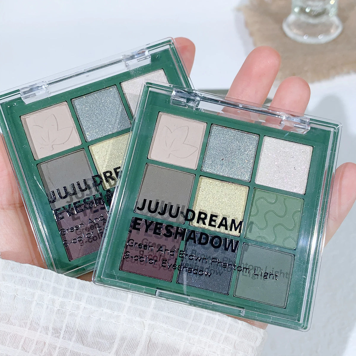 JUJU DREAM Green Brown Phantom Nine Colors Eyeshadow Palette Retro French Sense Green Olive Green Small Smoky