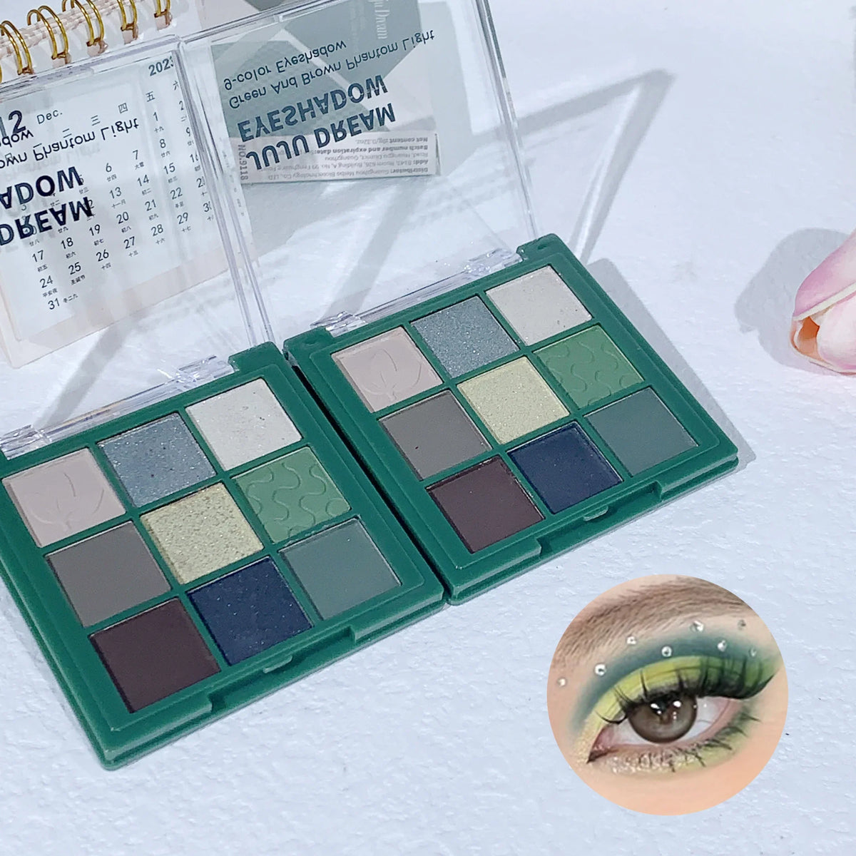 JUJU DREAM Green Brown Phantom Nine Colors Eyeshadow Palette Retro French Sense Green Olive Green Small Smoky