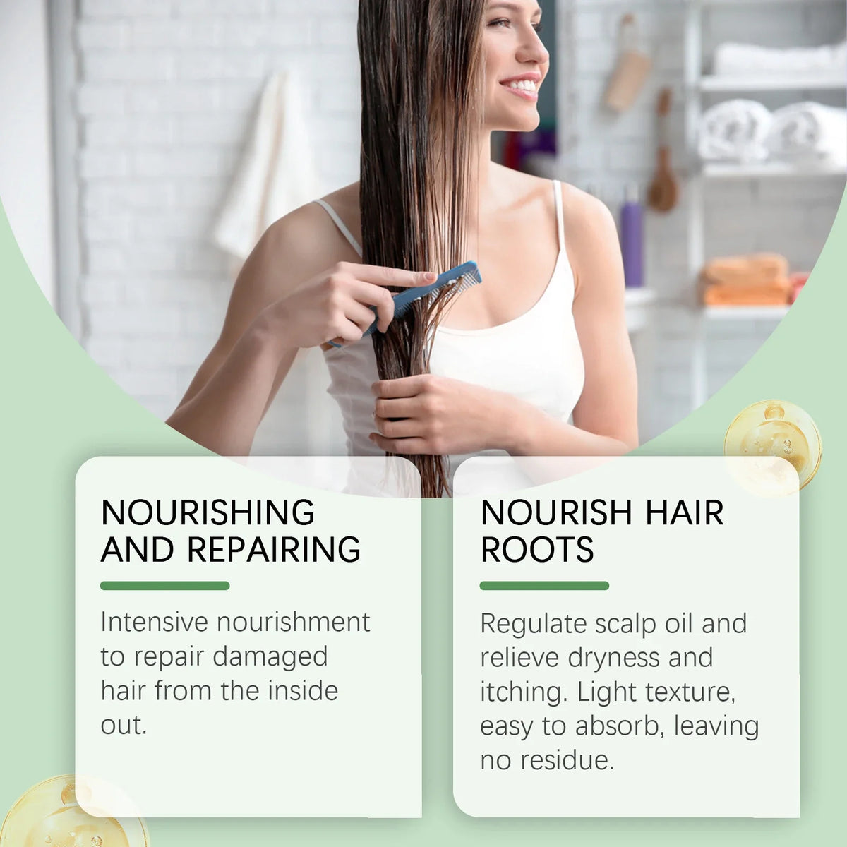 60ML Rosemary Essence Oil Moisturizing Nourishing Scalp Enhance Smoothness Repairing Damaged Hair Restore Spilt Ends Strengthen Barrier Volumizing Hair Care Oil