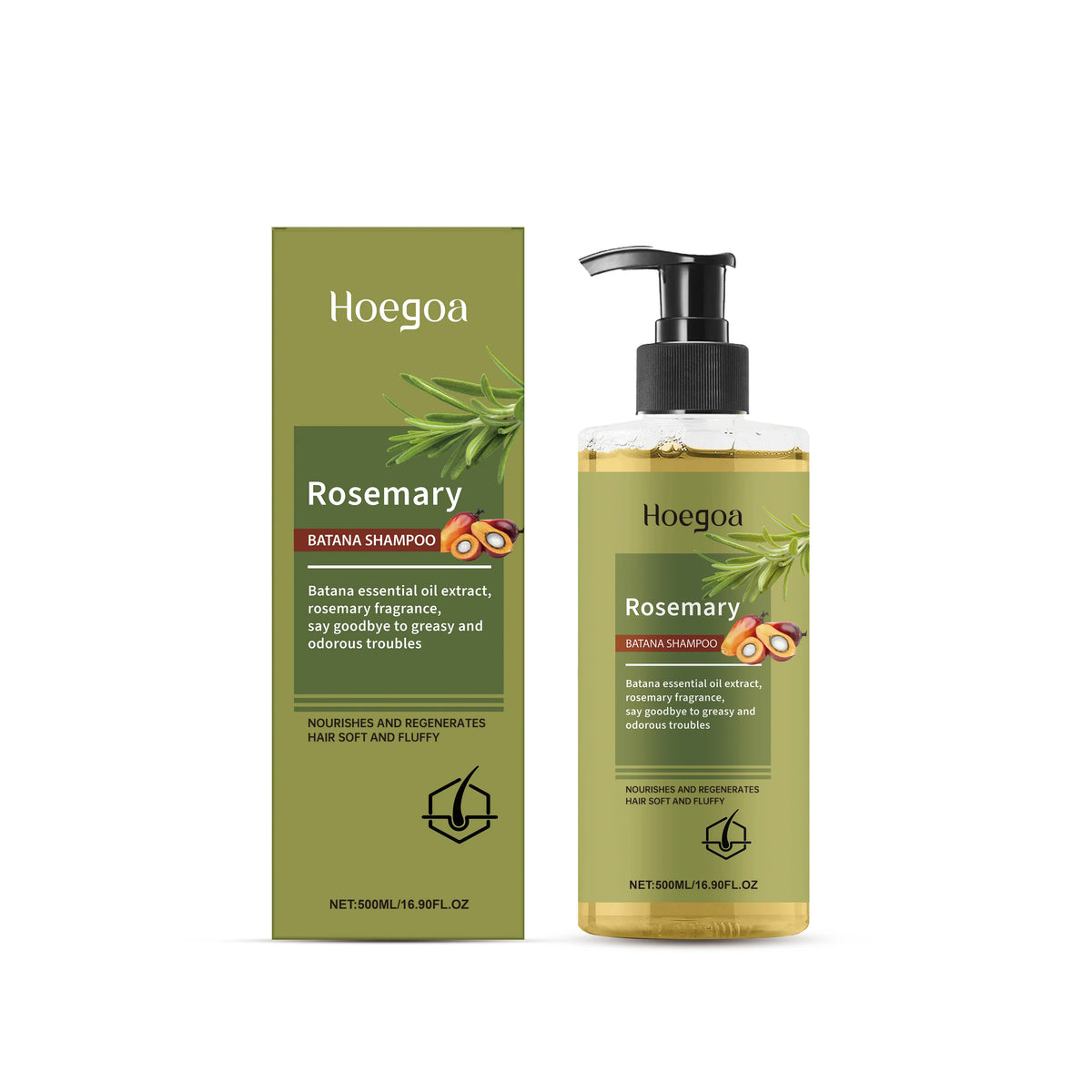 500ML Rosemary Hair Shampoo Gentle Cleaning Scalp Enhance Smoothness Strengthen Hair Root Anti-frizzing Volumizing Refreshing Natural Hair Shampoo