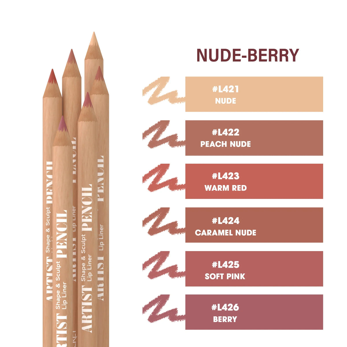6pcs Nude Lip Liner Set Creamy Pencils - Waterproof, Matte Finish, Long-Lasting & Smudge-Proof, Easy to Apply for All Skin Types