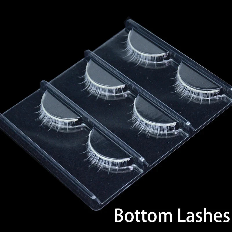 3 Pairs Fluffy Lace White Eyelashes 3D Natural Colored Artificial Vegan Silk Eye Lashes For Cosplay Halloween Makeup Party