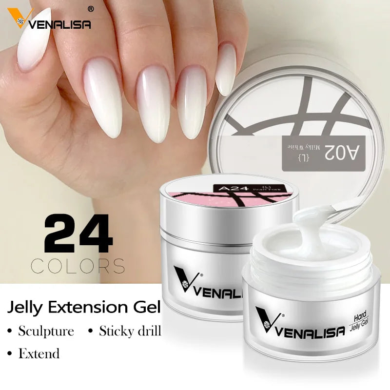 50ml TPO Free Jelly Nail Extension Gel Nail Builder French Nail Gum Venalisa Clear Natural Color Soak Off UV Construction Gel