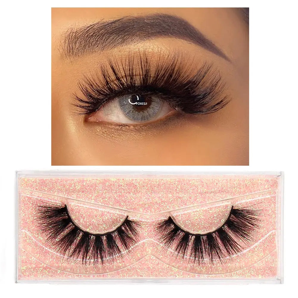 FOXESJI Makeup Eyelashes 3D Mink Eye Lashes Fluffy Soft Wispy Natural Lashes Extension Reusable Fake Lashes Mink False Eyelashes