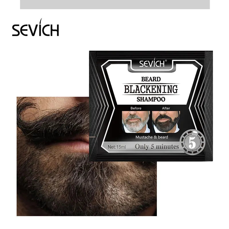 5-20PCS Natural Hair Dye Black Beard Shampoo Beard Paint Men Beard Coloring Dye 5 Minutes Temporary Blackening Moustache Shampoo