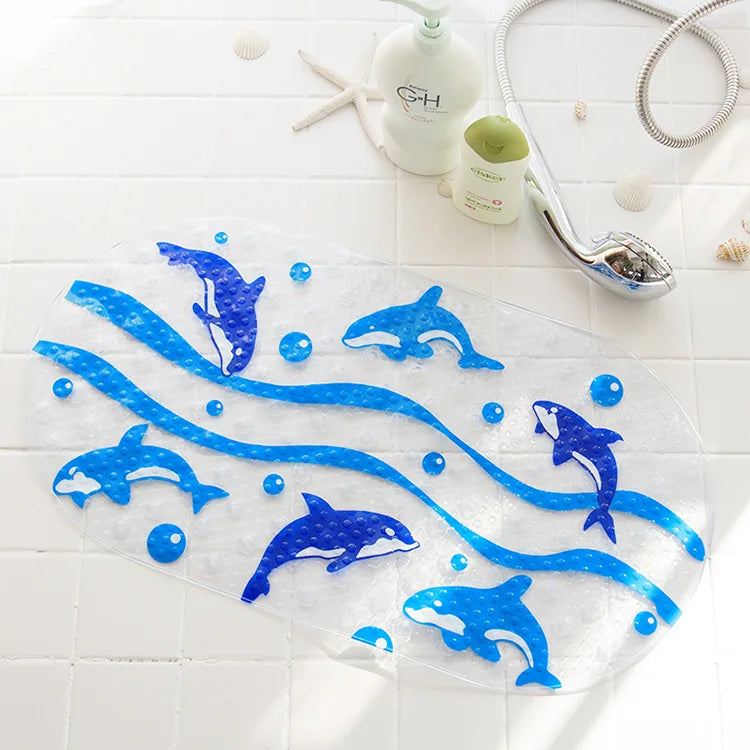 Cute Cartoon Anti-Slip PVC Bath Mats With Sucker 38cm*69cm Bathroom Multi-Color Carpet Bathtub Non-Slip Shower Soft Massage Pad