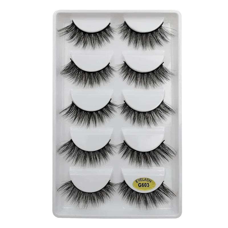 3/5 Pairs 3D Faux Mink Hair Soft Eyelashes Natural Thick Long False Eyelashes Dramatic Fake Lashes Handmade Eyelashes Faux Cils
