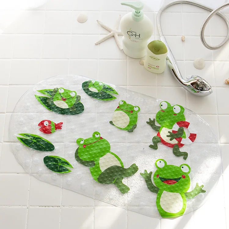 Cute Cartoon Anti-Slip PVC Bath Mats With Sucker 38cm*69cm Bathroom Multi-Color Carpet Bathtub Non-Slip Shower Soft Massage Pad