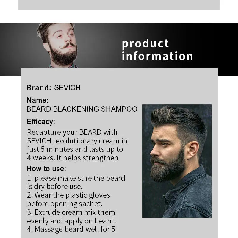 5-20PCS Natural Hair Dye Black Beard Shampoo Beard Paint Men Beard Coloring Dye 5 Minutes Temporary Blackening Moustache Shampoo