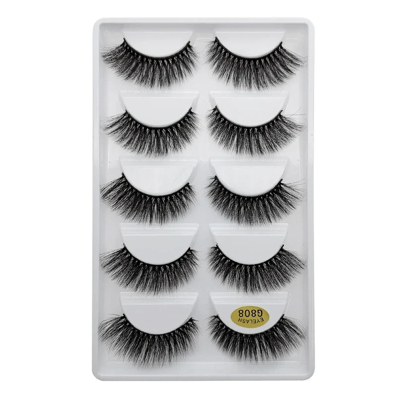 3/5 Pairs 3D Faux Mink Hair Soft Eyelashes Natural Thick Long False Eyelashes Dramatic Fake Lashes Handmade Eyelashes Faux Cils