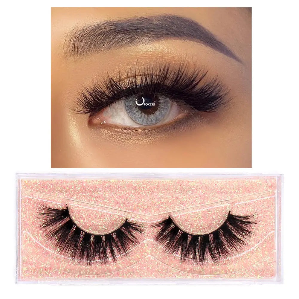 FOXESJI Makeup Eyelashes 3D Mink Eye Lashes Fluffy Soft Wispy Natural Lashes Extension Reusable Fake Lashes Mink False Eyelashes