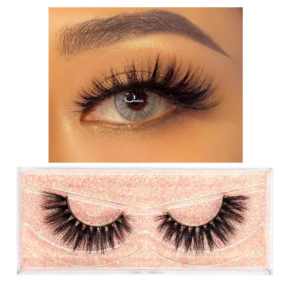 FOXESJI Makeup Eyelashes 3D Mink Eye Lashes Fluffy Soft Wispy Natural Lashes Extension Reusable Fake Lashes Mink False Eyelashes