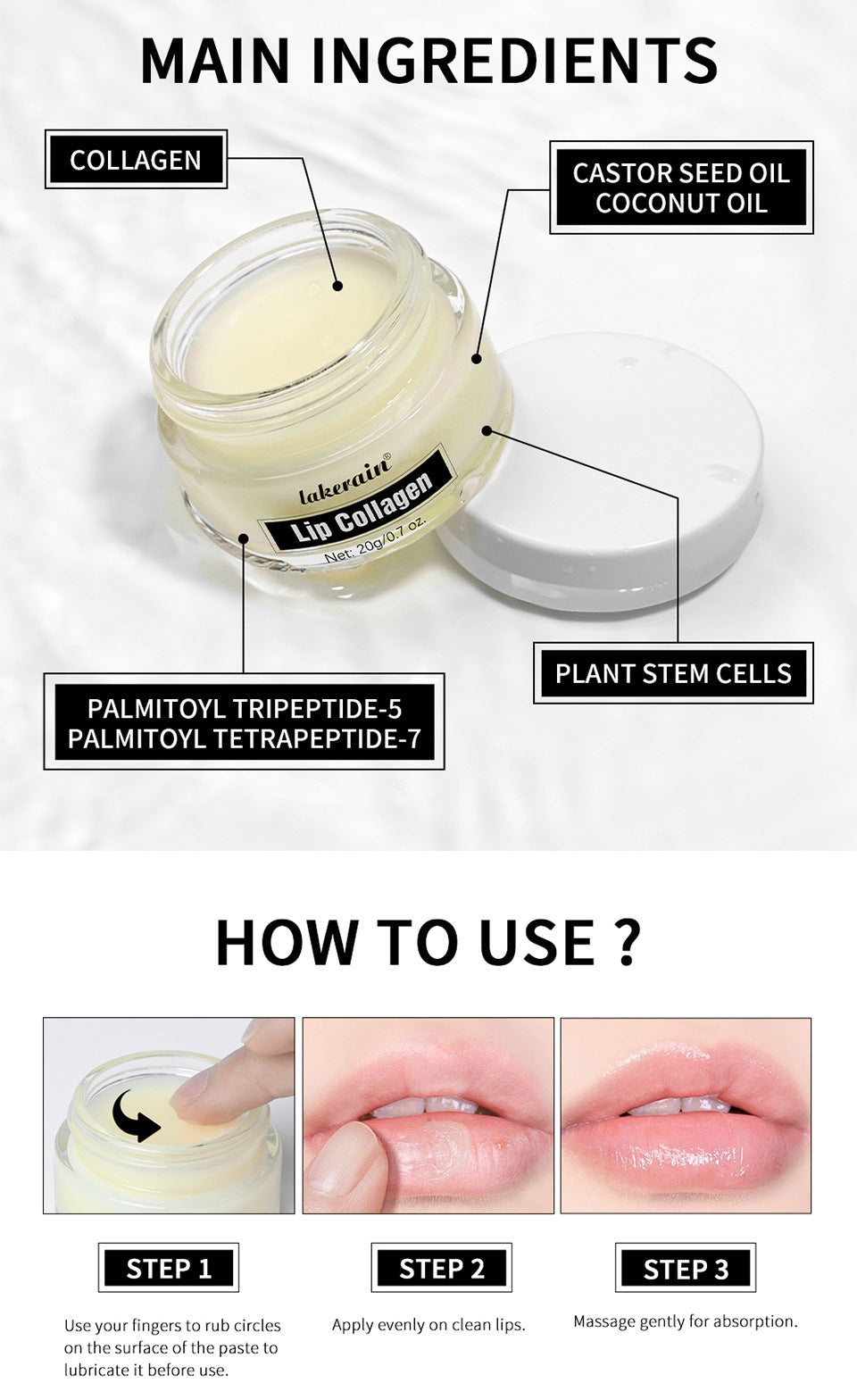 Collagen Lip Mask,Autumn and Winter Lip Moisturizing, Deep Moisturizing Overnight Lip Balm Lip Plumper for Dry Repair Lip Care