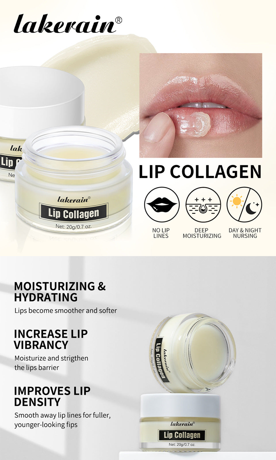 Collagen Lip Mask,Autumn and Winter Lip Moisturizing, Deep Moisturizing Overnight Lip Balm Lip Plumper for Dry Repair Lip Care